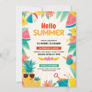 Summer Party Invitation Flyer Template