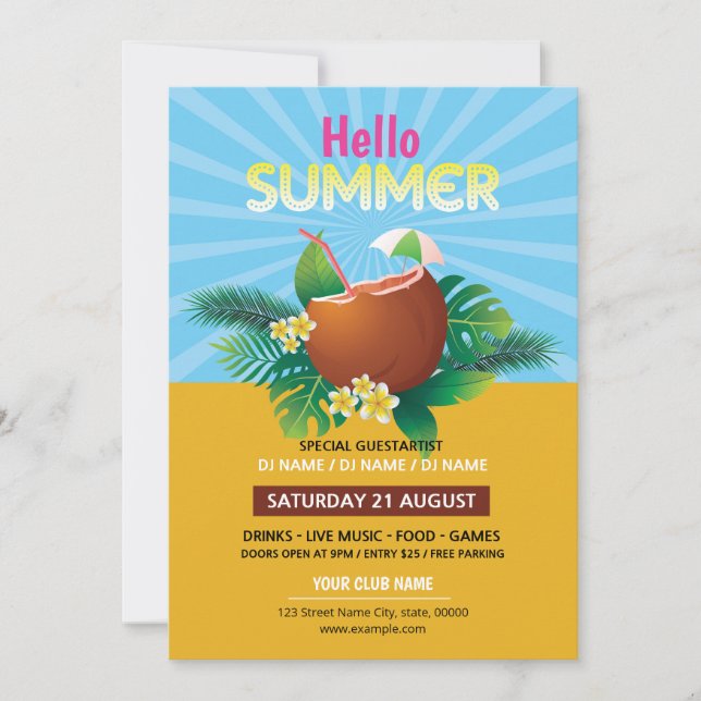 Summer Party Invitation Template (Front)
