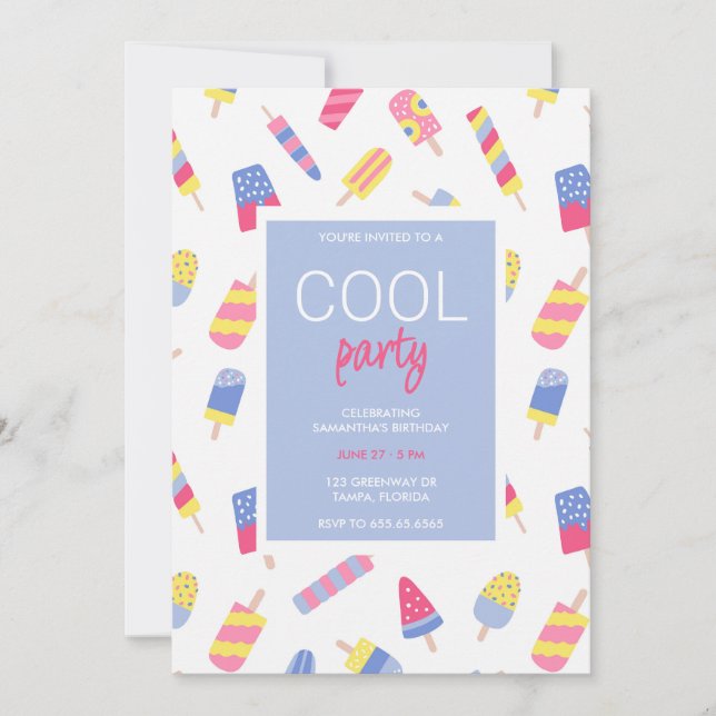 Summer party kids birthday invitation (Front)