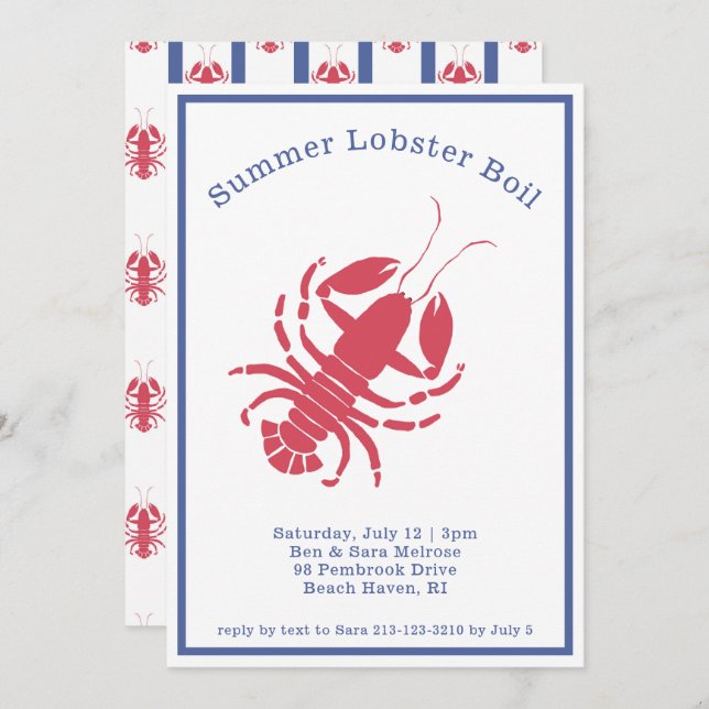 Summer Party Lobster Boil Invitation (Front/Back)