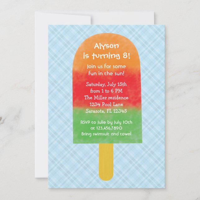 Summer Party Popsicle Birthday Invitation (Front)