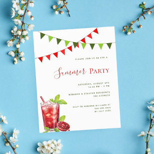 Summer party red drink outdoor budget invitation