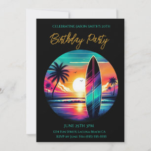 Summer Party-Sunset Surfboard Vibes- Invitation