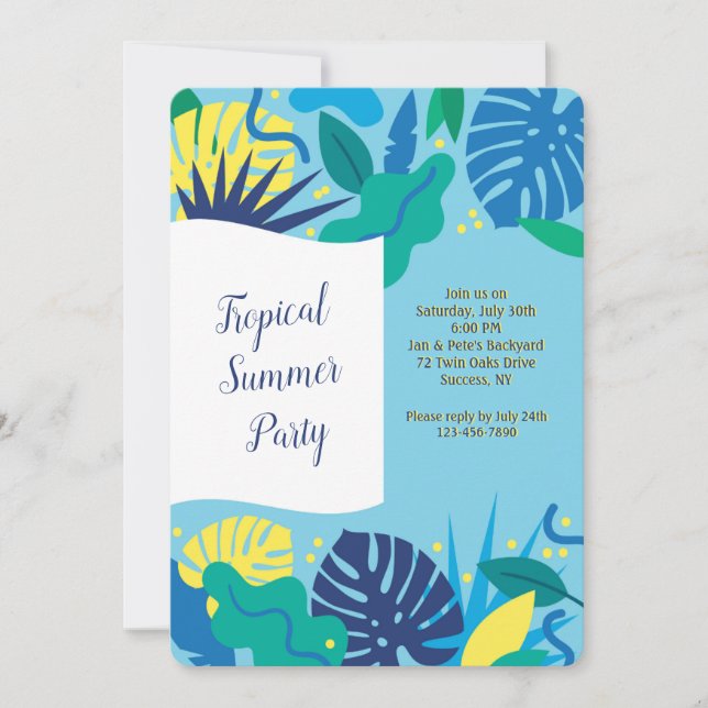 Summer Party Tropical Invitation (Front)