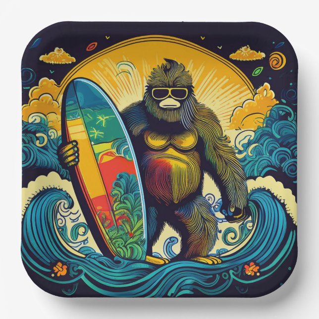 Summer Party with Bigfoot Paper Plate (Front)