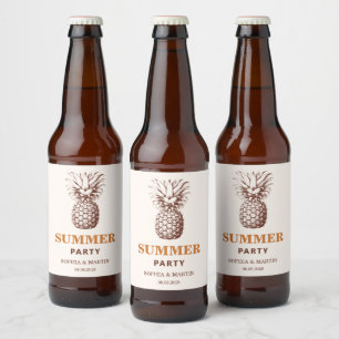 Summer party with custom colours pineapple beer bottle label