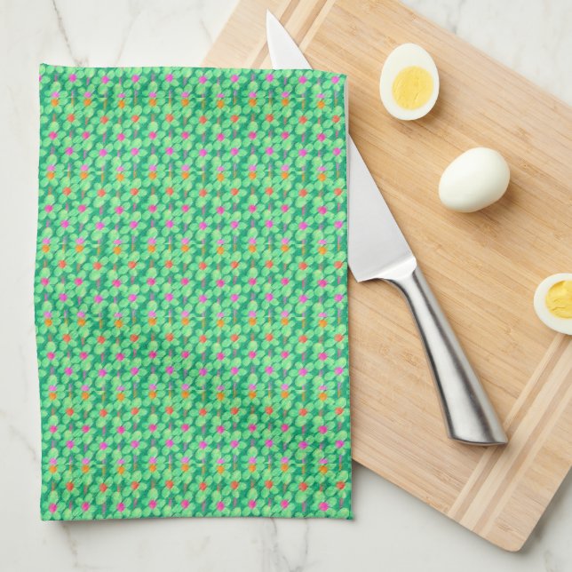 Summer Pastel Chalk Floral Microfiber Kitchen Towe Tea Towel (Quarter Fold)