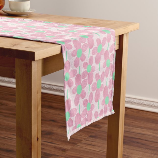 Summer Pastel Floral Botanical Short Table Runner (In Situ)