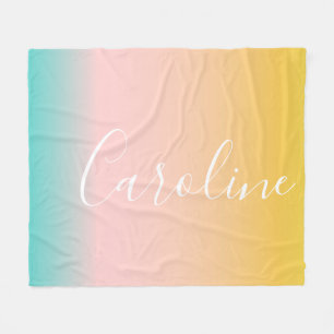 Summer Pastel Gradient   Personalised Script Name  Fleece Blanket