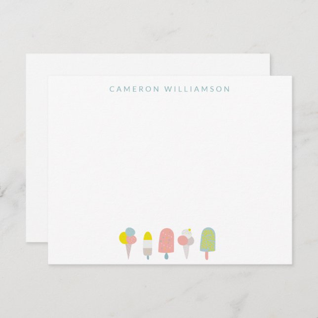 Summer Pastel Ice Cream Personalised Stationery  Card (Front/Back)