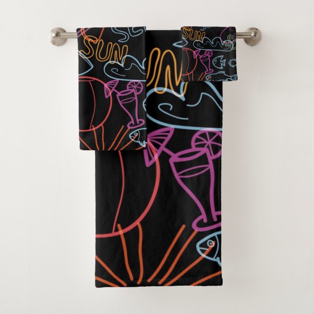 Summer pattern bath towel set (Insitu)