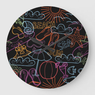 Summer pattern large clock