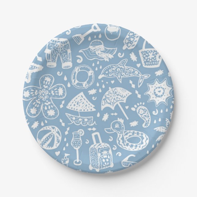 Summer pattern paper plate (Front)