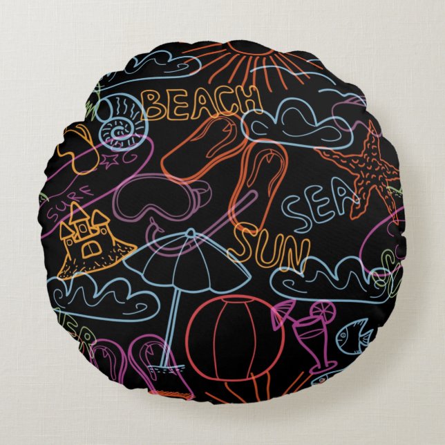 Summer pattern round cushion (Front)