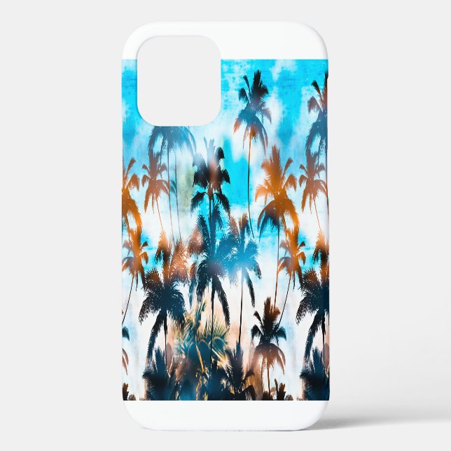 Summer pattern, tropical trees, sky. Case-Mate iPhone case (Back)