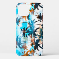 Summer pattern, tropical trees, sky.