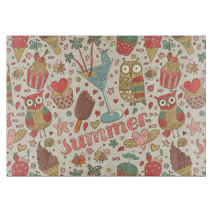 Summer Pattern With Ice Cream Cutting Board