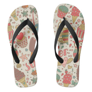 Summer Pattern With Ice Cream Jandals