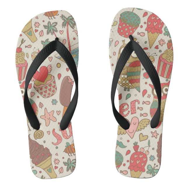 Summer Pattern With Ice Cream Jandals (Footbed)