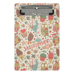 Summer Pattern With Ice Cream Mini Clipboard
