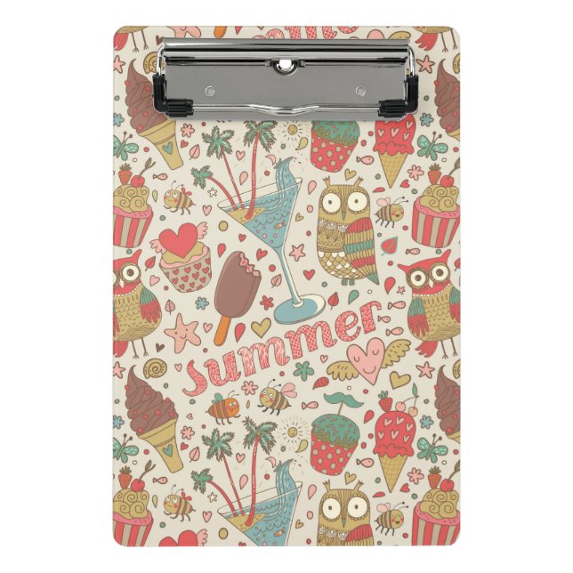 Summer Pattern With Ice Cream Mini Clipboard (Front)