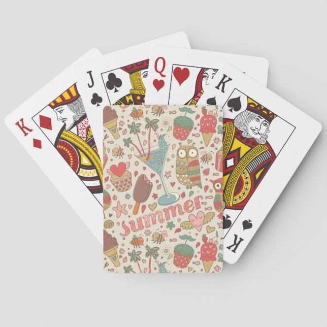 Summer Pattern With Ice Cream Playing Cards (Back)