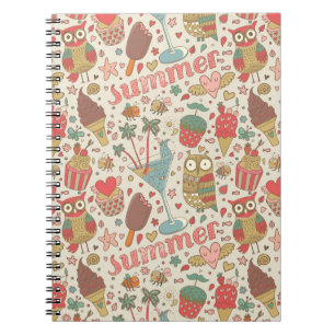 Summer Pattern With Ice Cream Spiral Notebook