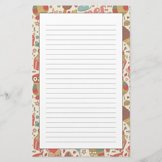 Summer Pattern With Ice Cream Stationery (Front)