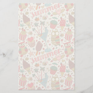 Summer Pattern With Ice Cream Stationery