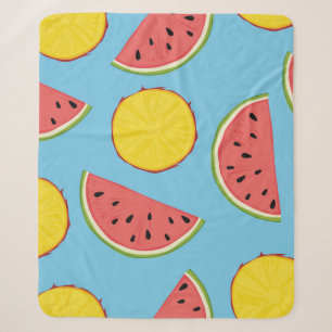 Summer pattern with pineapple and watermelonart,ba sherpa blanket