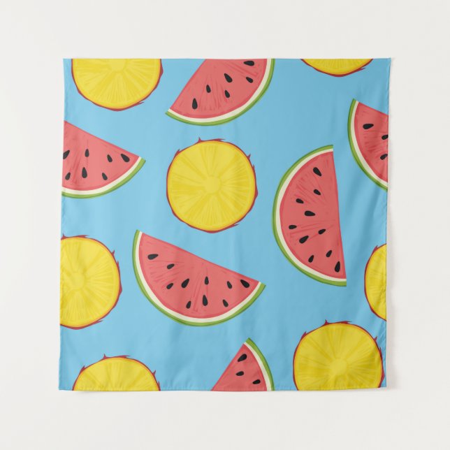 Summer pattern with pineapple and watermelonart,ba tapestry (Front)
