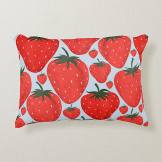 Summer pattern with strawberries isolated on light decorative cushion