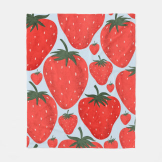 Summer pattern with strawberries isolated on light fleece blanket