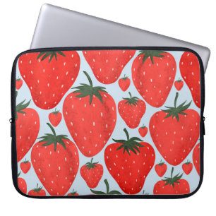 Summer pattern with strawberries isolated on light laptop sleeve