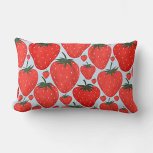 Summer pattern with strawberries isolated on light lumbar cushion