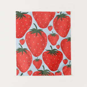 Summer pattern with strawberries isolated on light tapestry