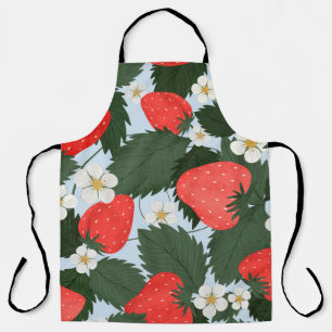 Summer pattern with strawberries. Strawberries lea Apron