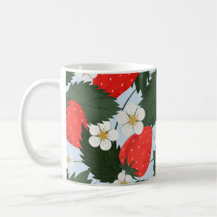 Summer pattern with strawberries. Strawberries lea Coffee Mug