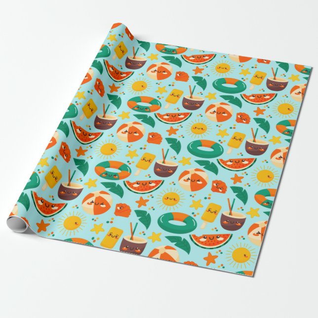 Summer Pattern Wrapping Paper (Unrolled)
