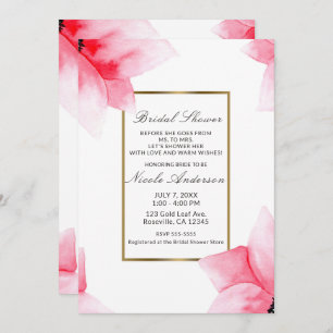 Summer Peach Coral Watercolor Floral Bridal Shower Invitation