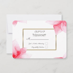 Summer Peach Coral Watercolor Floral RSVP Reply Card