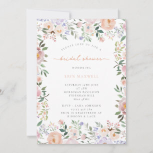 Summer Peach Terracotta Botanical Bridal Shower Invitation