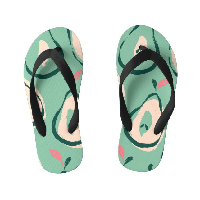 Summer pears: fresh fruit pattern. kid's jandals (Footbed)