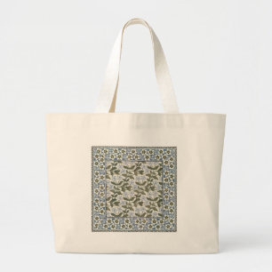 Summer Periwinkle Flower Art Nouveau Botanical Large Tote Bag