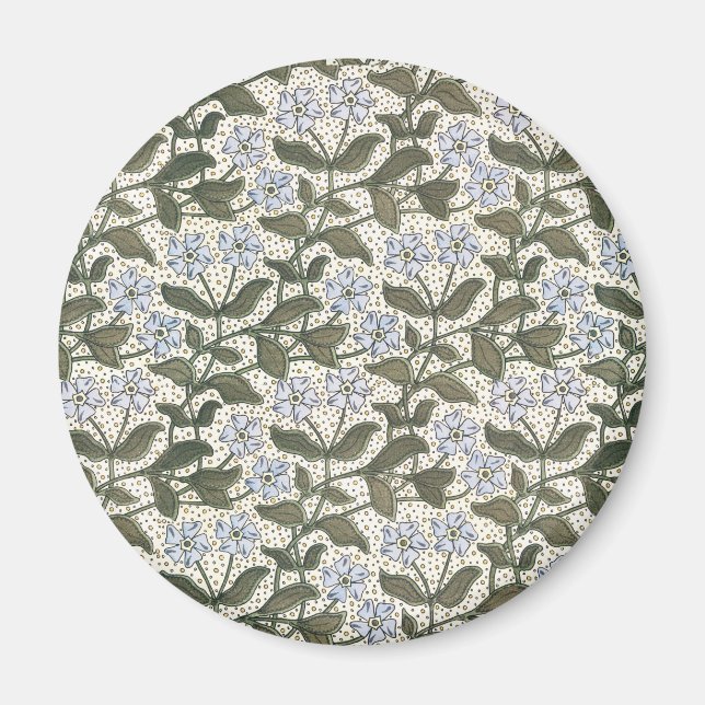 Summer Periwinkle Flower Art Nouveau Botanical Magnet (Front)