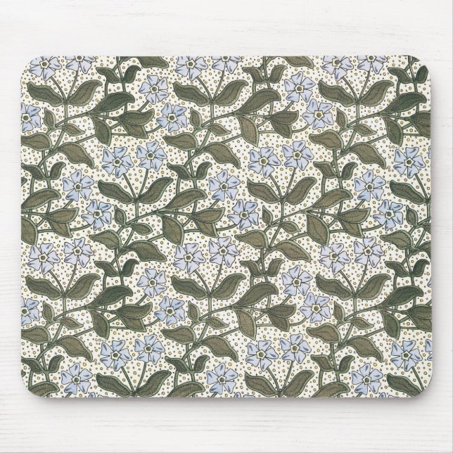 Summer Periwinkle Flower Art Nouveau Botanical Mouse Pad (Front)