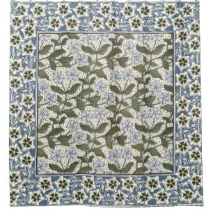 Summer Periwinkle Flower Art Nouveau Botanical Shower Curtain