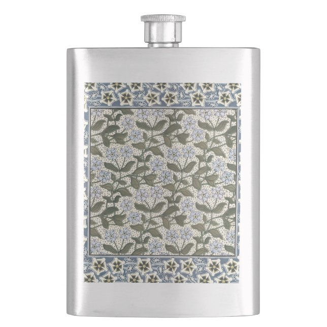 Summer Periwinkle Flower Pretty Elegant Floral Hip Flask (Front)