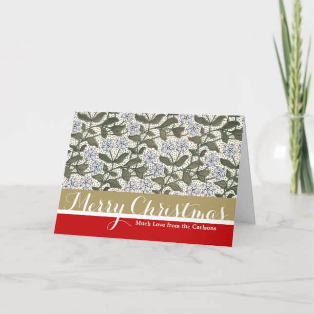 Summer Periwinkle Flower Pretty Elegant Floral Holiday Card (Front)