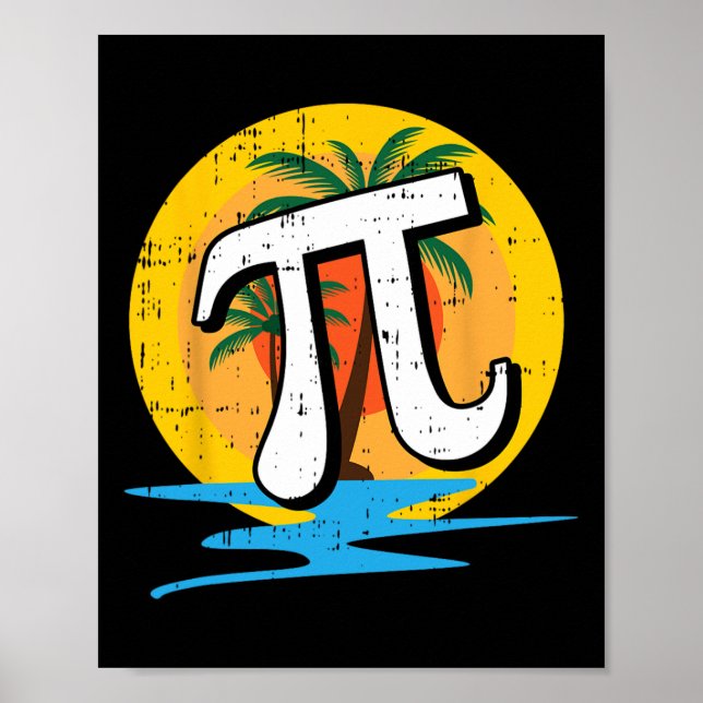 Summer Pi Day Retro Beach Math Symbols Teacher Stu Poster (Front)